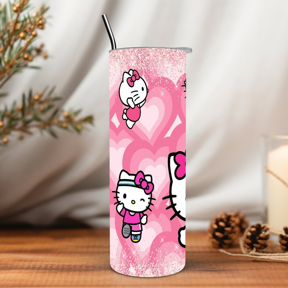 Hello Kitty Pink Hearts 20 oz Tumbler - Picture 3 of 5